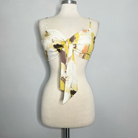 AKIRA Tie Front Bustier Cropped Tank Bra Top - Picture 1 of 8